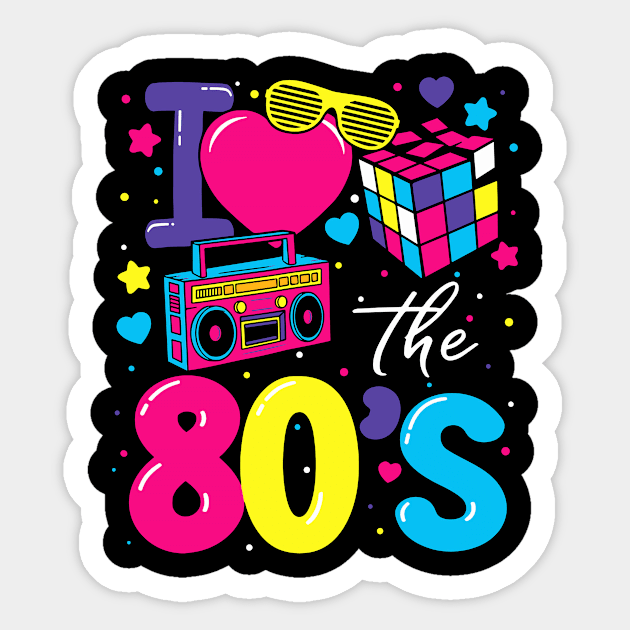 Retro 80's Party Girl Funny Cute Vintage Party Costume Women Sticker by Tater's 